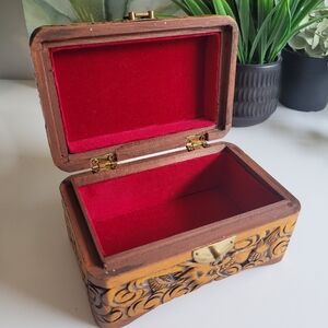 Vintage Intricately Carved Wooden Dragon Chest Jewelry Box